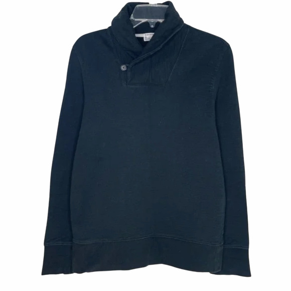 Club Monaco Cotton Shawl Collar Pullover Sweatshirt Sweater Heathered Navy XS - Picture 1 of 9